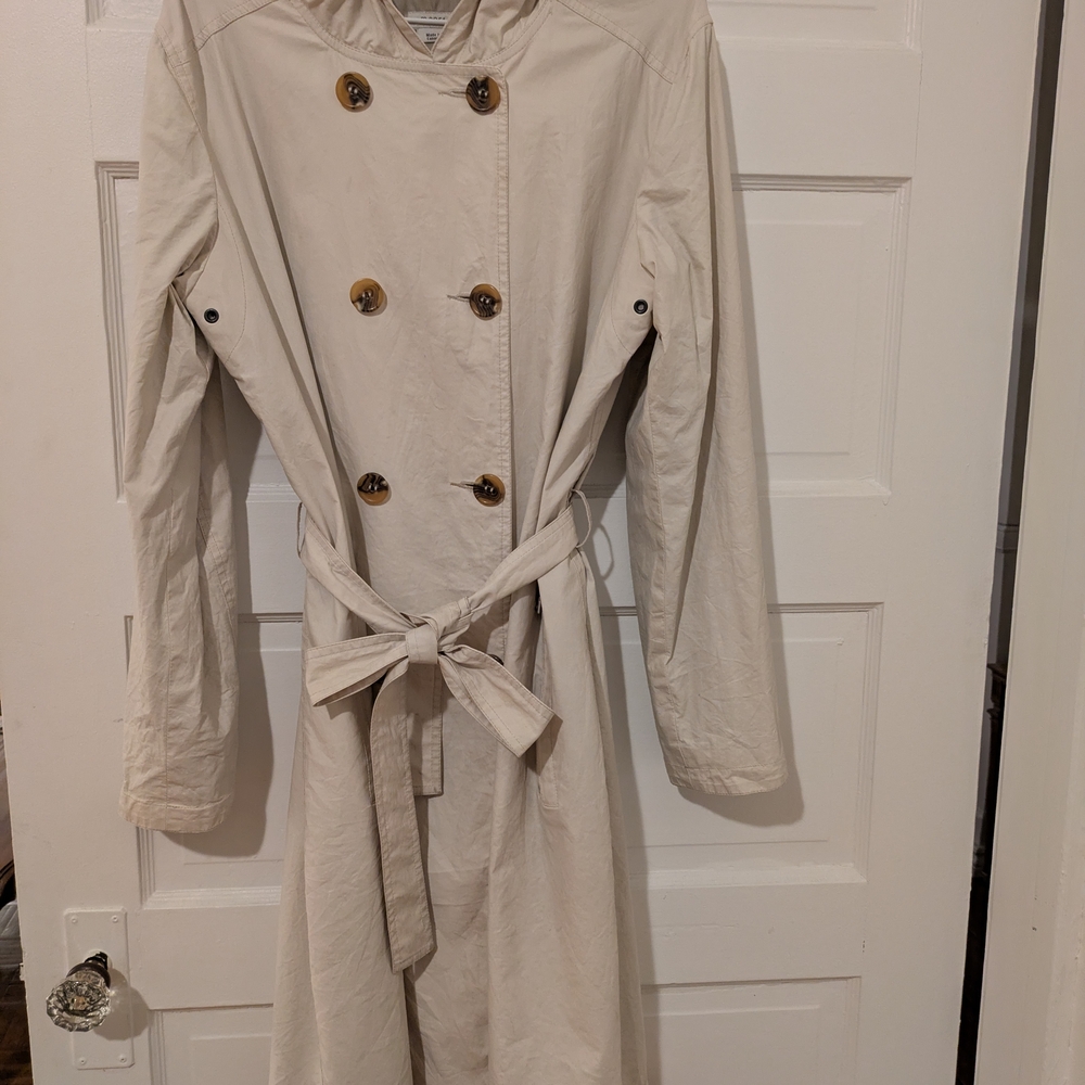 Cream Double-Breasted Trench Coat